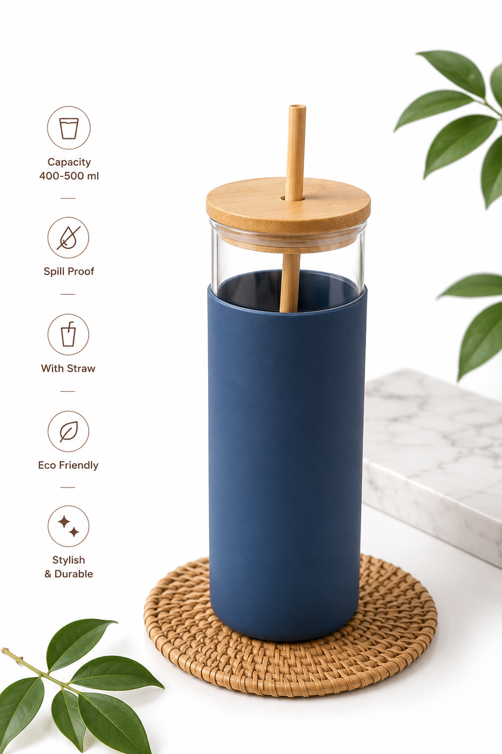 Glass Can Mug with Straw